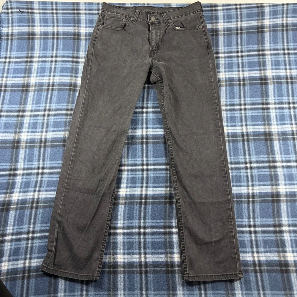 Levis 514 Straight Fit Jeans Mens 32x32 Gray Faded Black Denim